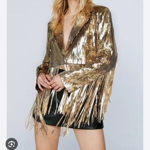 Gold Sequin Fringe Jacket